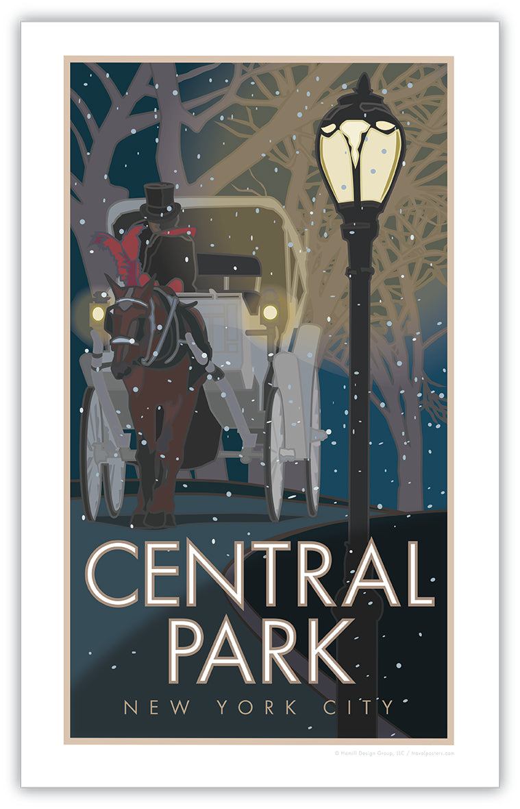 Central Park (Winter Carriage), New York City - Poster