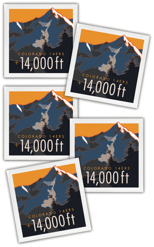 Climb Colorado's 14ers ceramic coasters