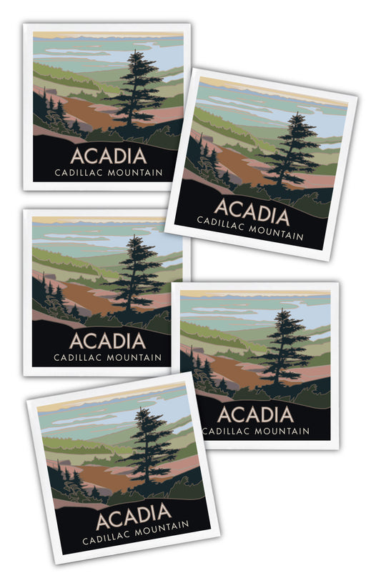 Acadia National Park, Cadillac Mountain, Maine - 4.25" x 4.25" Ceramic Coaster