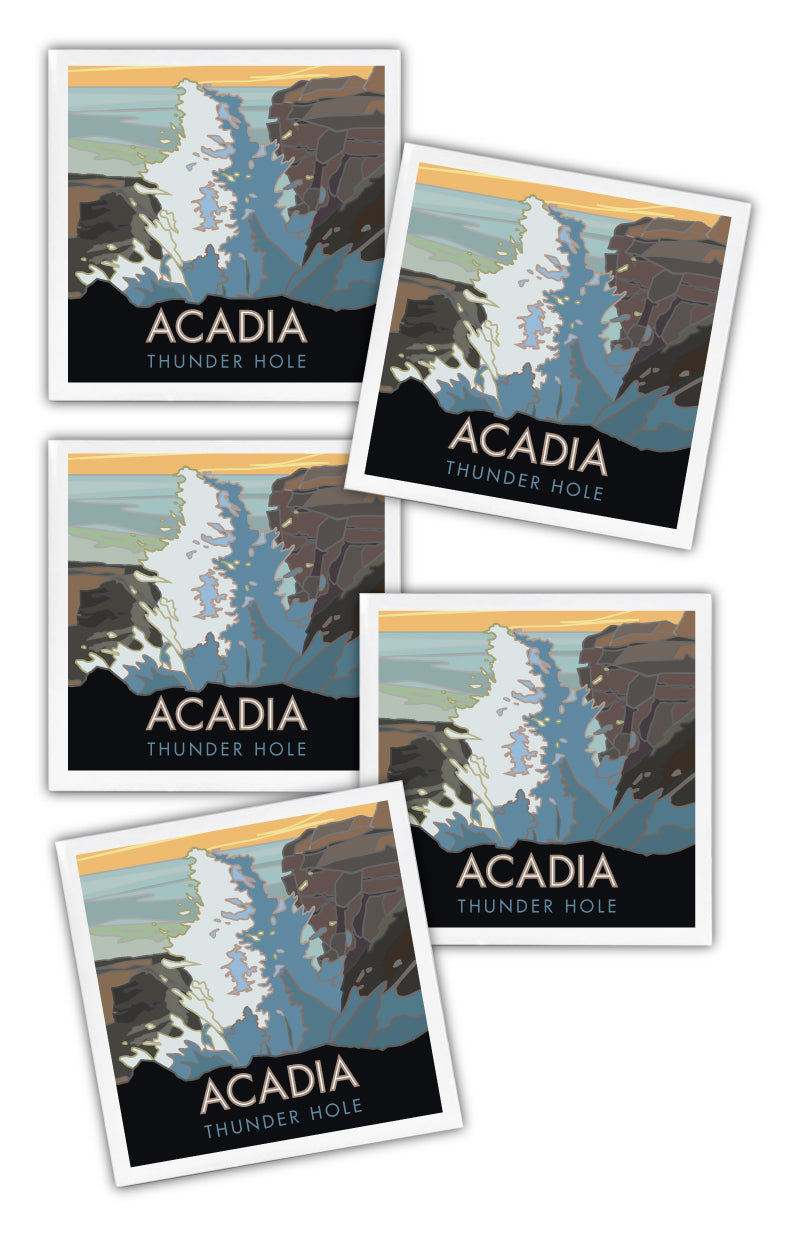 Acadia National Park, Thunder Hole, Maine - 4.25" x 4.25" Ceramic Coaster