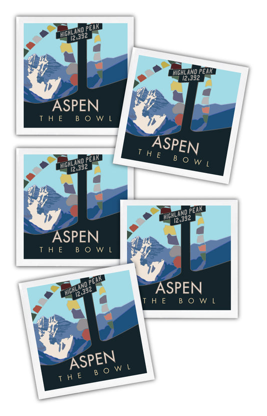 Aspen, Colorado (Highland Peak Bowl) - 4.25" x 4.25" Ceramic Coaster