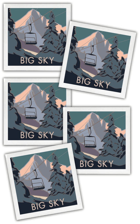 Big Sky, Montana - 4.25" x 4.25" Ceramic Coaster