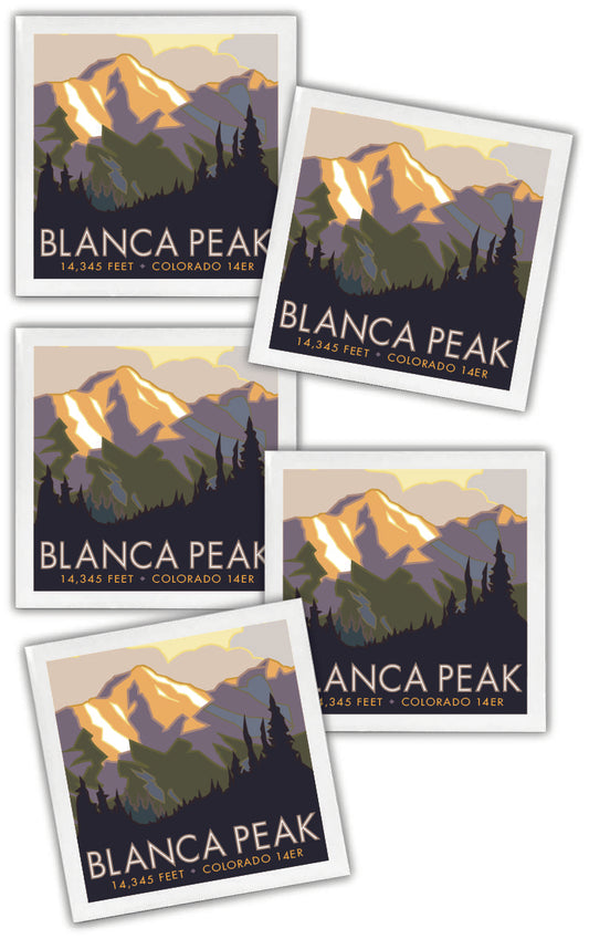 Blanca Peak, Colorado - Colorado 14er - 4.25" x 4.25" Ceramic Coaster