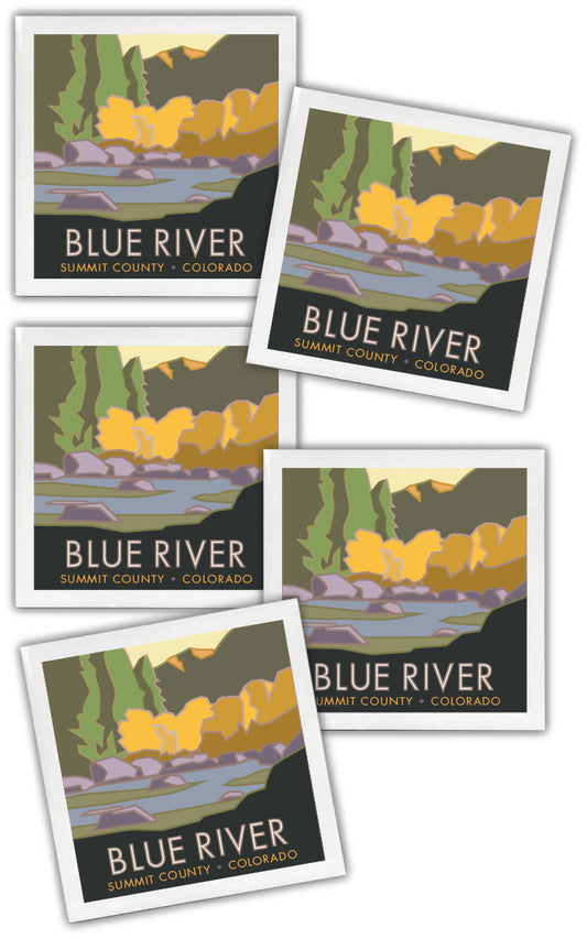 Blue River, Colorado - 4.25" x 4.25" Ceramic Coaster