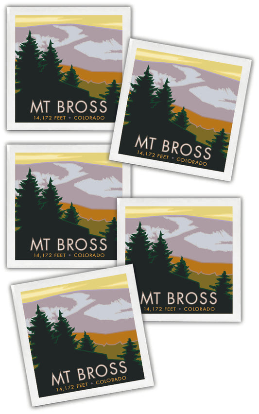 Mount Bross, Colorado - Colorado 14er - 4.25" x 4.25" Ceramic Coaster