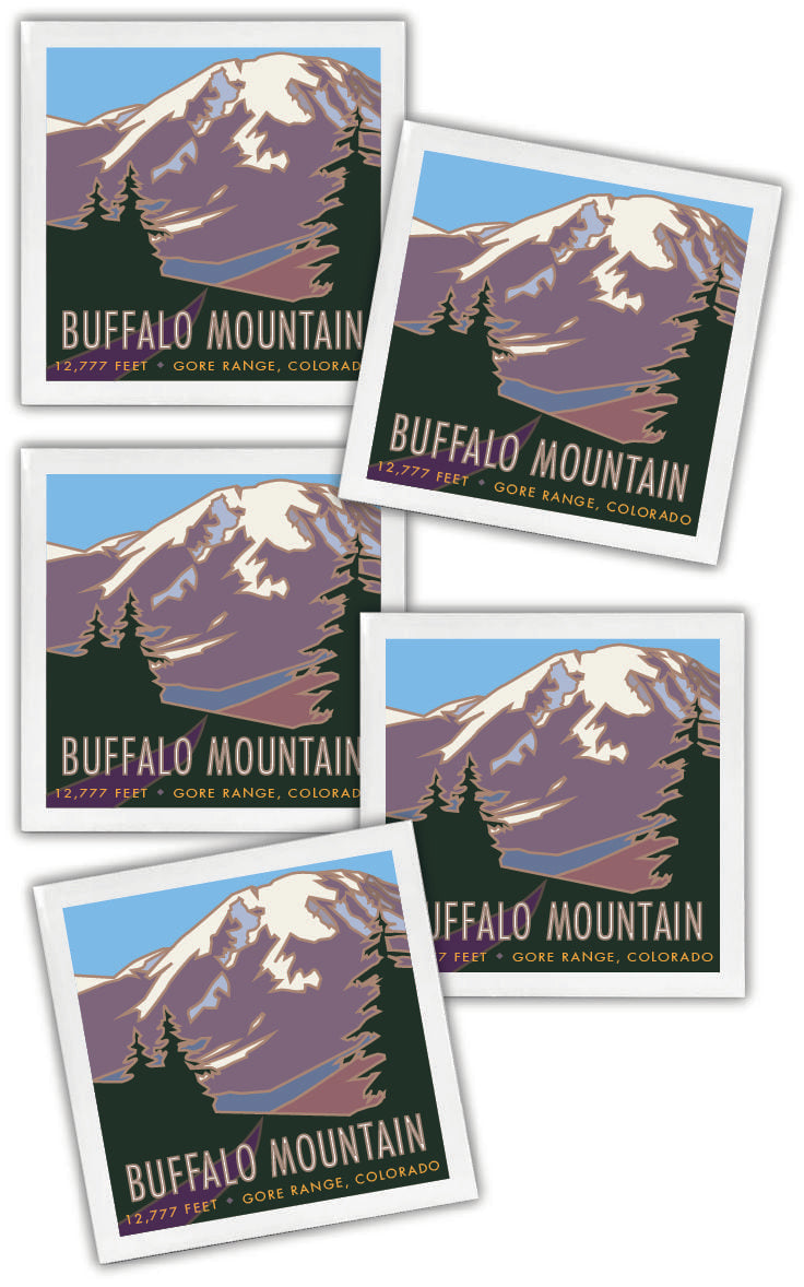 Buffalo Mountain, Summit County Colorado - 4.25" x 4.25" Ceramic Coaster