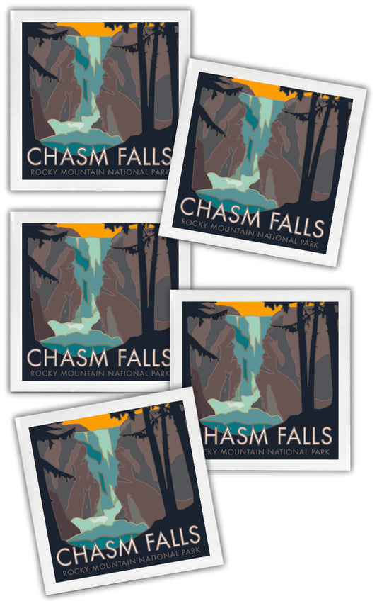 Chasm Falls, Rocky Mountain National Park, Colorado - 4.25" x 4.25" Ceramic Coaster