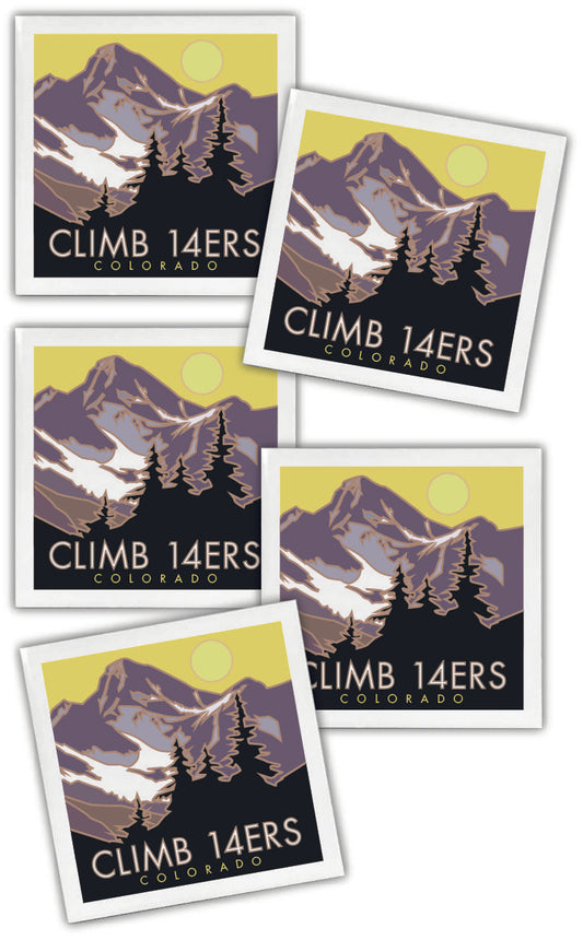 Climb Colorado's 14ers - 4.25" x 4.25" Ceramic Coaster