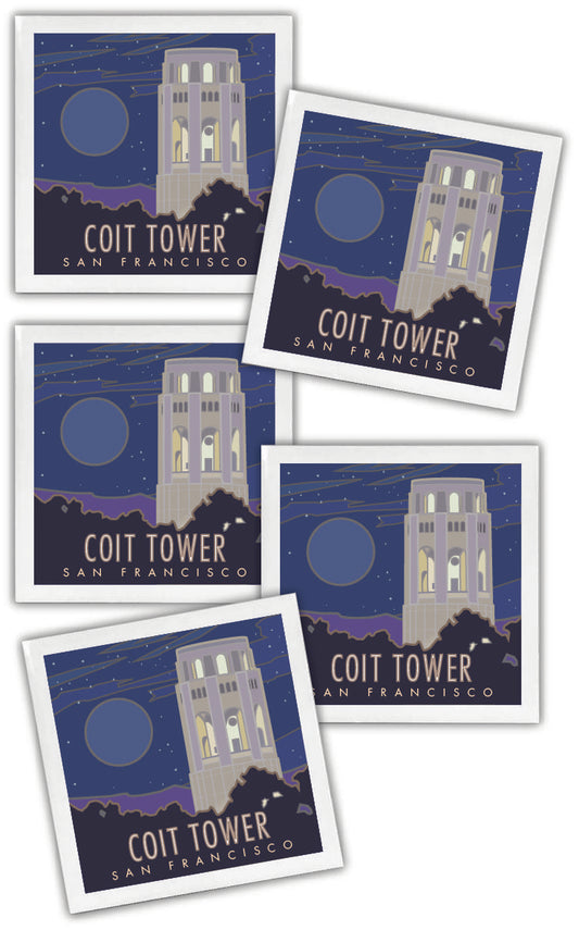 Coit Tower, San Francisco, California - 4.25" x 4.25" Ceramic Coaster