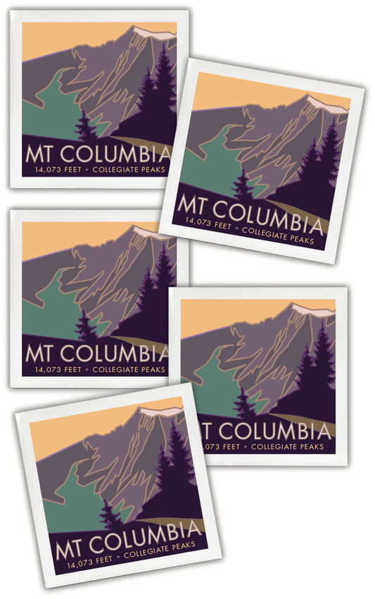 Mount Columbia, Colorado - Colorado 14er - 4.25" x 4.25" Ceramic Coaster