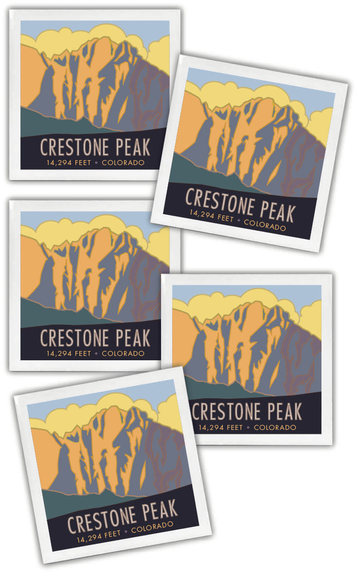 Crestone Peak, Colorado - Colorado 14er - 4.25" x 4.25" Ceramic Coaster