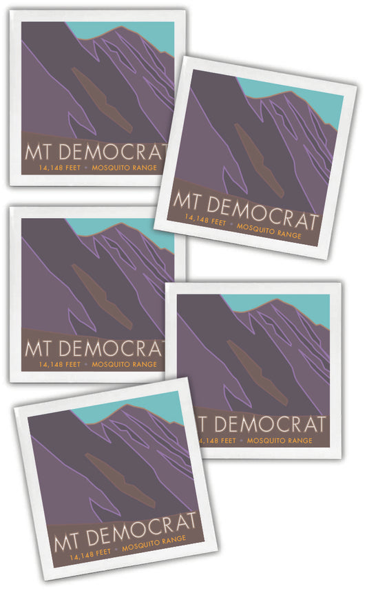 Mt. Democrat, Colorado - Colorado 14er - 4.25" x 4.25" Ceramic Coaster