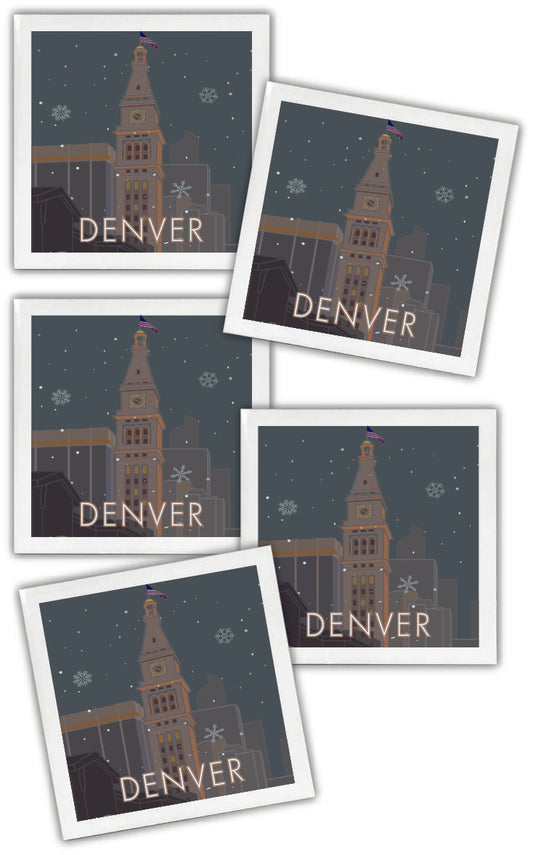 Denver 16th Street Mall Clocktower, Colorado - 4.25" x 4.25" Ceramic Coaster