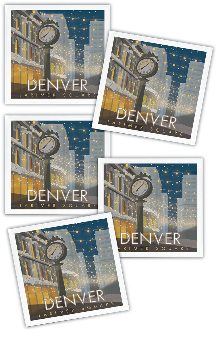 Denver, Larimer Square, Colorado - 4.25" x 4.25" Ceramic Coaster