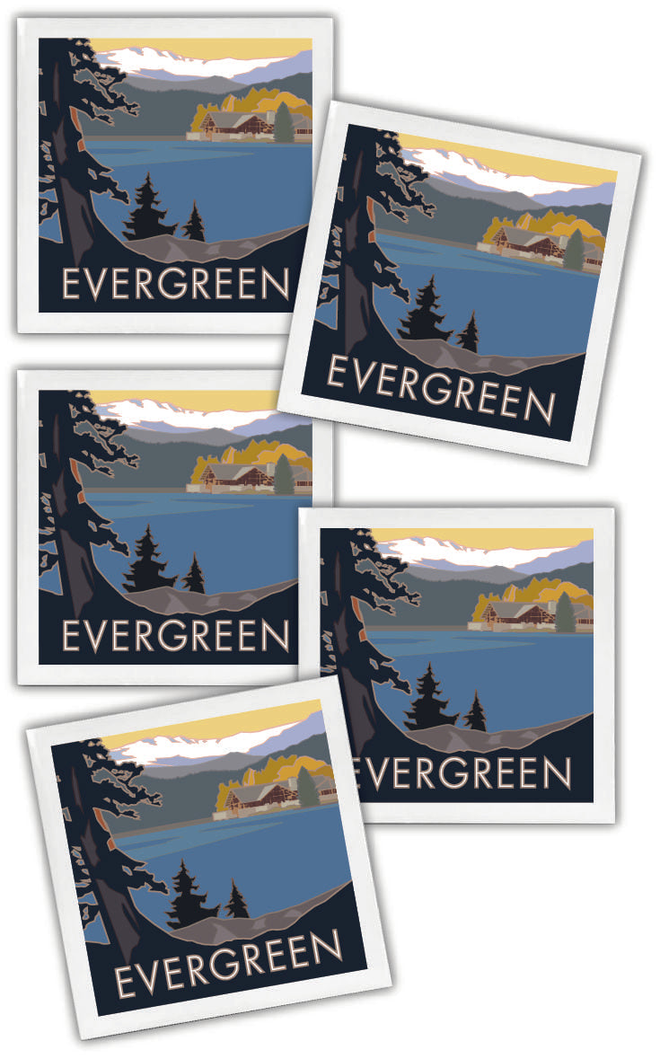 Evergreen, Colorado - 4.25" x 4.25" Ceramic Coaster