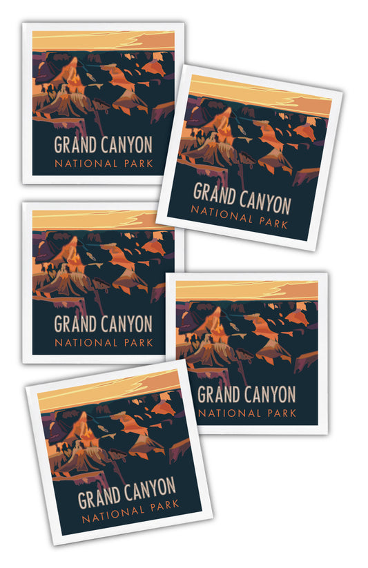 Grand Canyon (Sunset), Arizona - 4.25" x 4.25" Ceramic Coaster