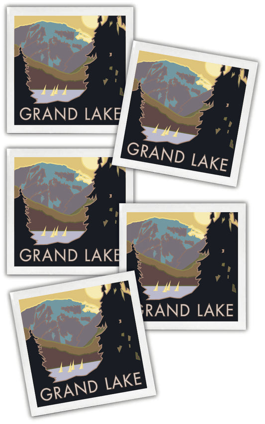 Grand Lake, Colorado - 4.25" x 4.25" Ceramic Coaster