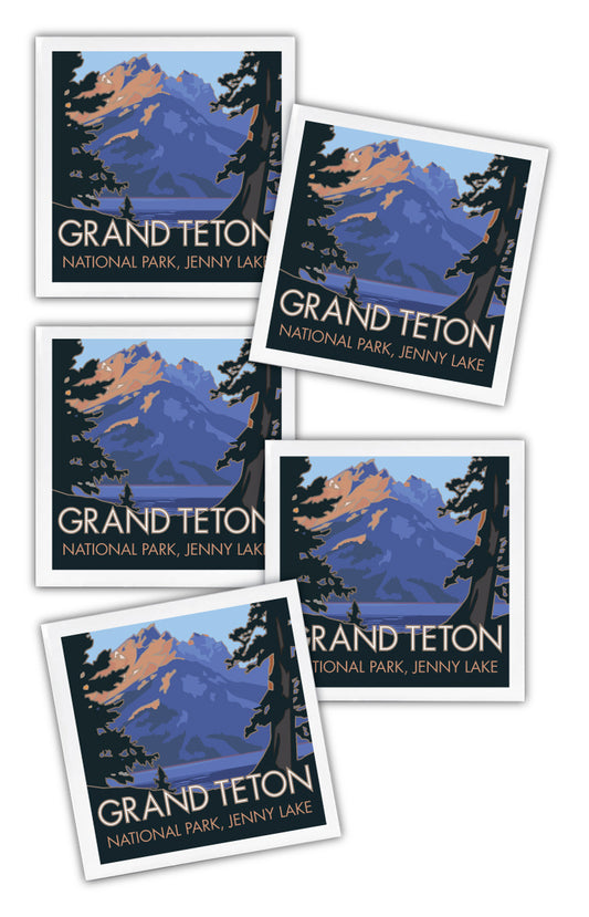 Grand Teton National Park (Jenny Lake), Wyoming - 4.25" x 4.25" Ceramic Coaster