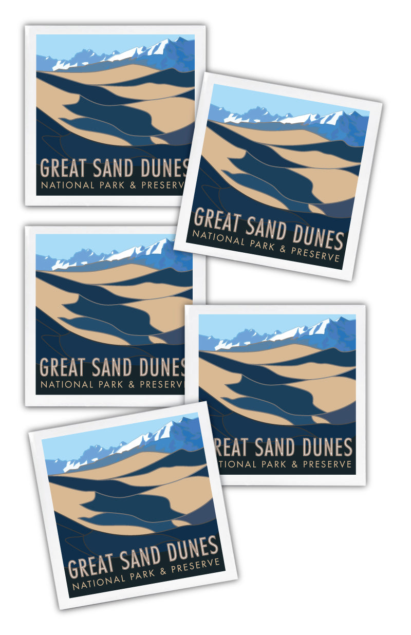 Great Sand Dunes National Park, Colorado - 4.25" x 4.25" Ceramic Coaster