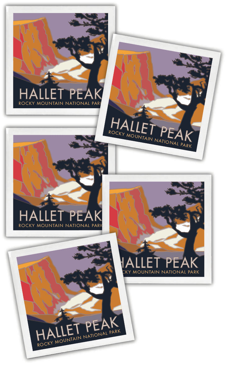 Hallett Peak, Rocky Mountain National Park, Colorado - 4.25" x 4.25" Ceramic Coaster