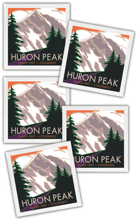 Huron Peak, Colorado - Colorado 14er - 4.25" x 4.25" Ceramic Coaster