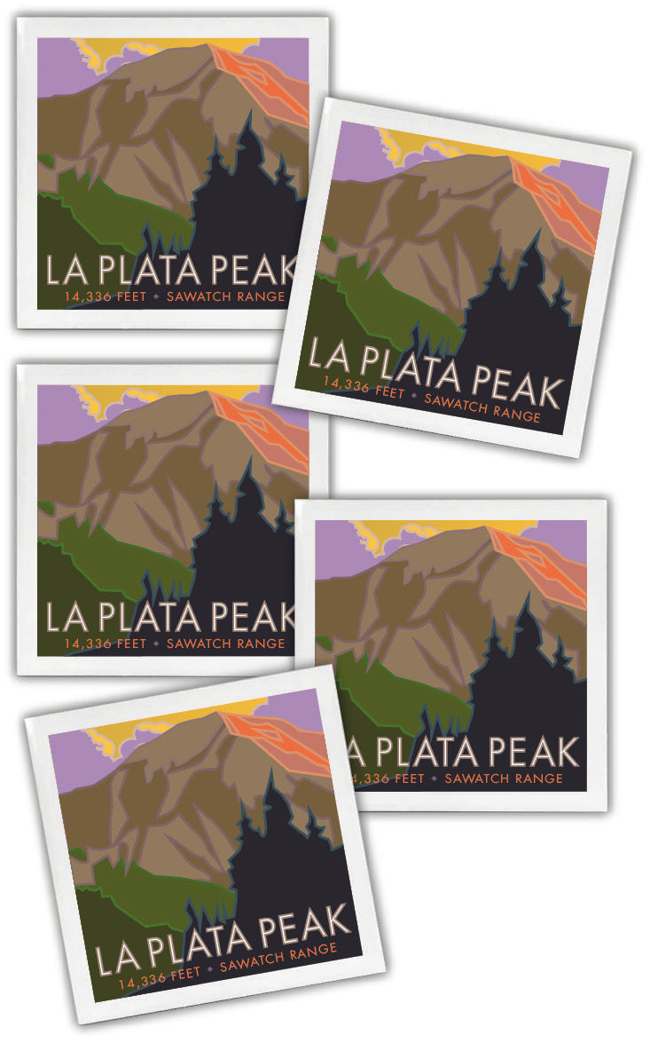 LaPlata Peak, Colorado - Colorado 14er - 4.25" x 4.25" Ceramic Coaster