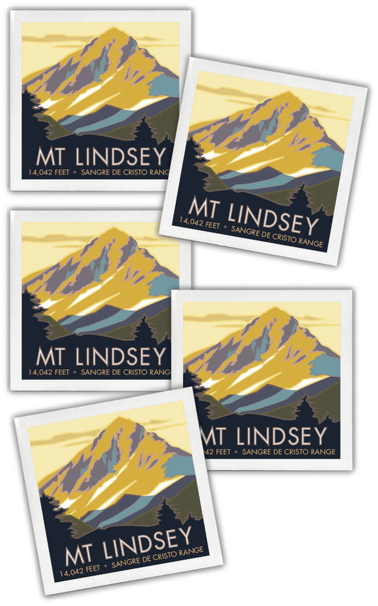 Mt. Lindsey, Colorado - Colorado 14er - 4.25" x 4.25" Ceramic Coaster