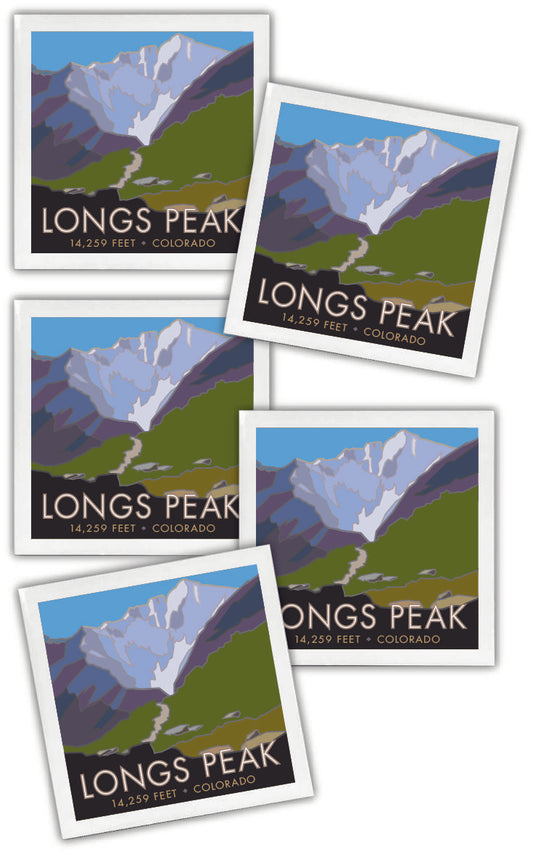 Longs Peak 2, Colorado - Colorado 14er - 4.25" x 4.25" Ceramic Coaster