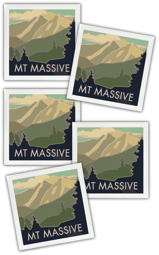 Mt. Massive, Colorado - Colorado 14er - 4.25" x 4.25" Ceramic Coaster