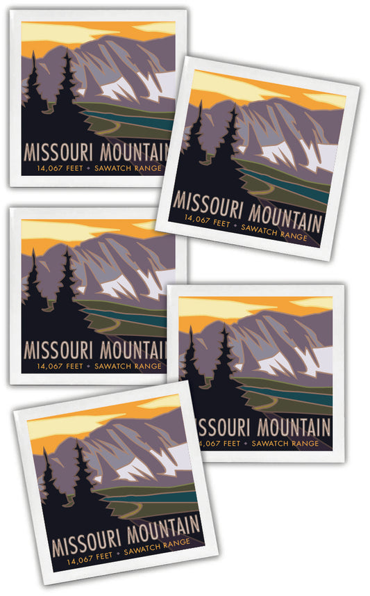 Missouri Mountain, Colorado - Colorado 14er - 4.25" x 4.25" Ceramic Coaster