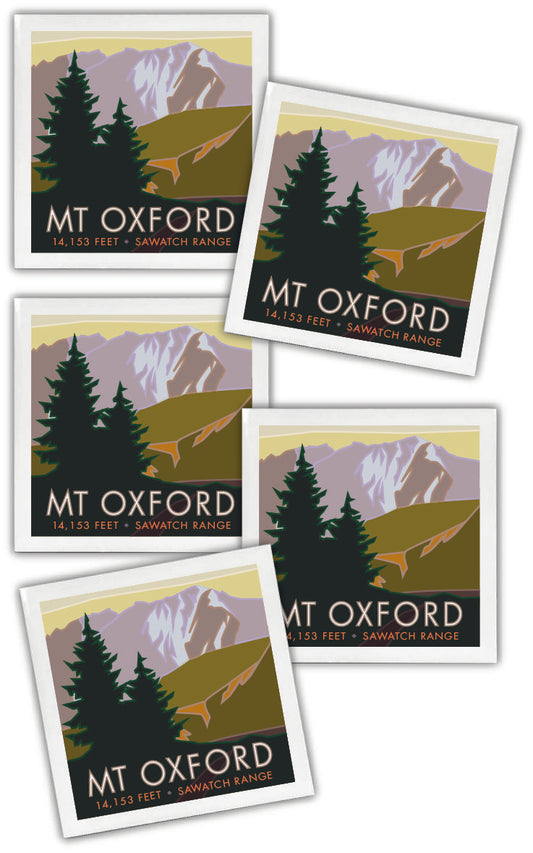 Mt. Oxford, Colorado - Colorado 14er - 4.25" x 4.25" Ceramic Coaster