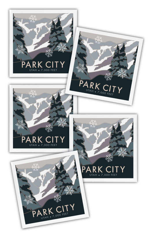 Park City, Utah -  4.25" x 4.25" Ceramic Coaster