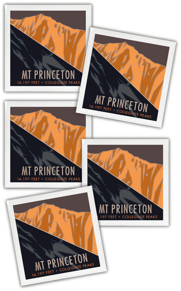 Mt. Princeton, Colorado - Colorado 14er - 4.25" x 4.25" Ceramic Coaster