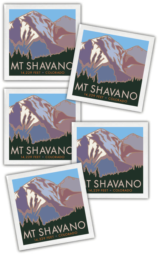 Mt. Shavano, Colorado - Colorado 14er - 4.25" x 4.25" Ceramic Coaster