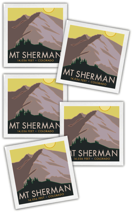 Mt. Sherman, Colorado - Colorado 14er - 4.25" x 4.25" Ceramic Coaster