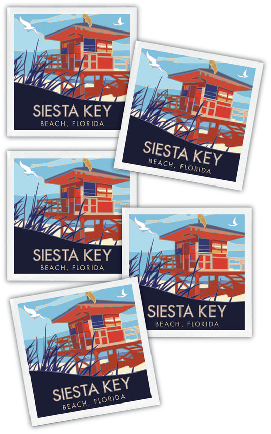 Siesta Key, Florida - 4.25" x 4.25" Ceramic Coaster