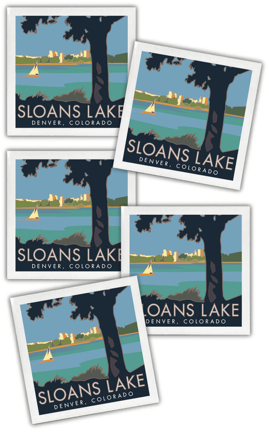 Sloan's Lake, Colorado - 4.25" x 4.25" Ceramic Coaster