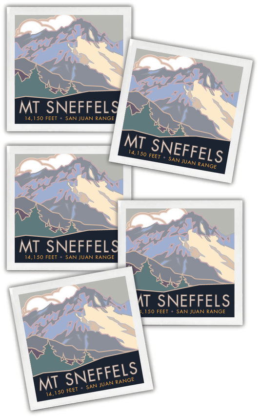 Mt. Sneffels, Colorado - Colorado 14er - 4.25" x 4.25" Ceramic Coaster