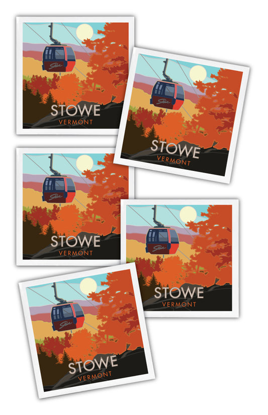 Stowe, Vermont - Fall - 4.25" x 4.25" Ceramic Coaster