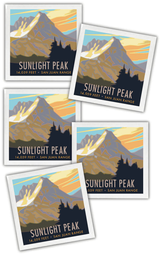 Sunlight Peak, Colorado - Colorado 14er - 4.25" x 4.25" Ceramic Coaster