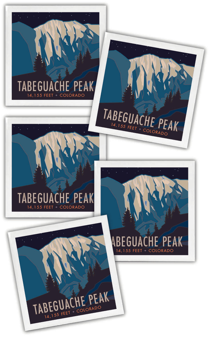 Tabeguache Peak, Colorado - Colorado 14er - 4.25" x 4.25" Ceramic Coaster