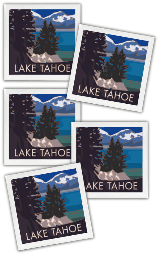 Lake Tahoe, California - 4.25" x 4.25" Ceramic Coaster