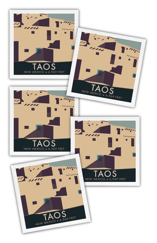 Taos, New Mexico - 4.25" x 4.25" Ceramic Coaster