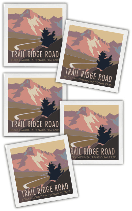 Trail Ridge Road 2 (Rocky Mountain National Park), Colorado - 4.25" x 4.25" Ceramic Coaster