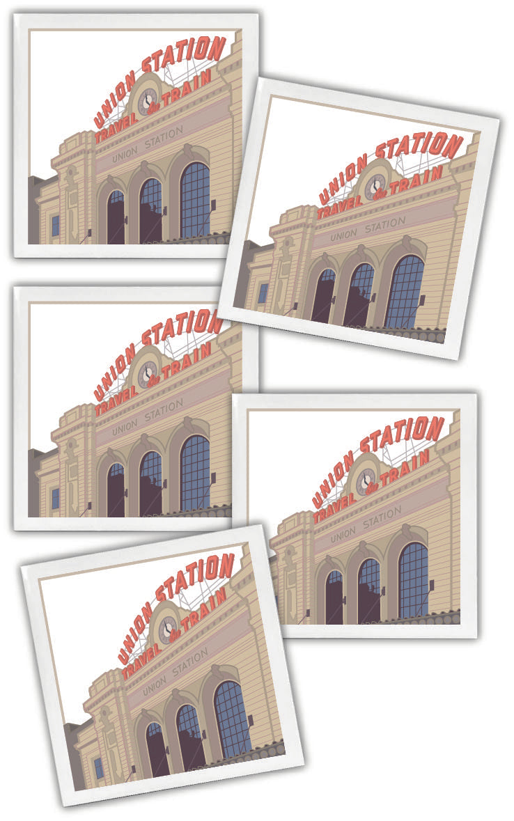 Union Station 2 (Summer Exterior), Denver, Colorado - 4.25" x 4.25" Ceramic Coaster