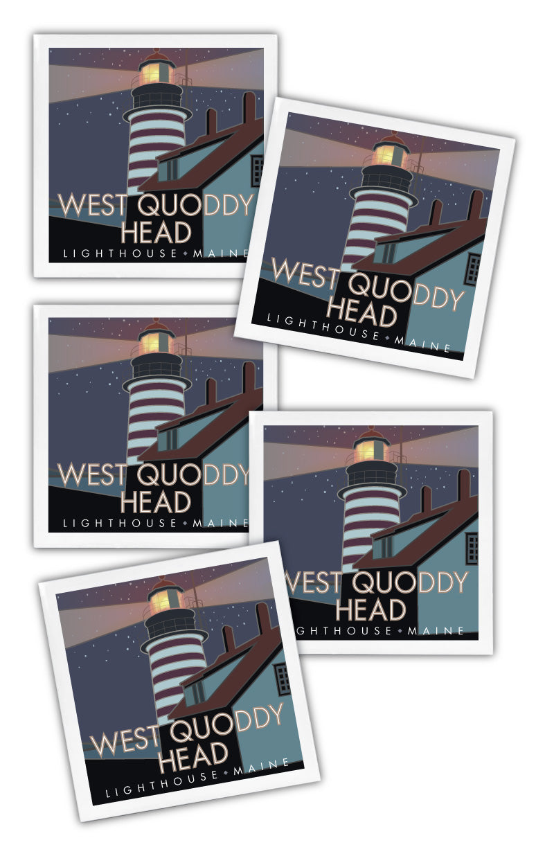 West Quoddy Head Lighthouse, Maine - 4.25" x 4.25" Ceramic Coaster