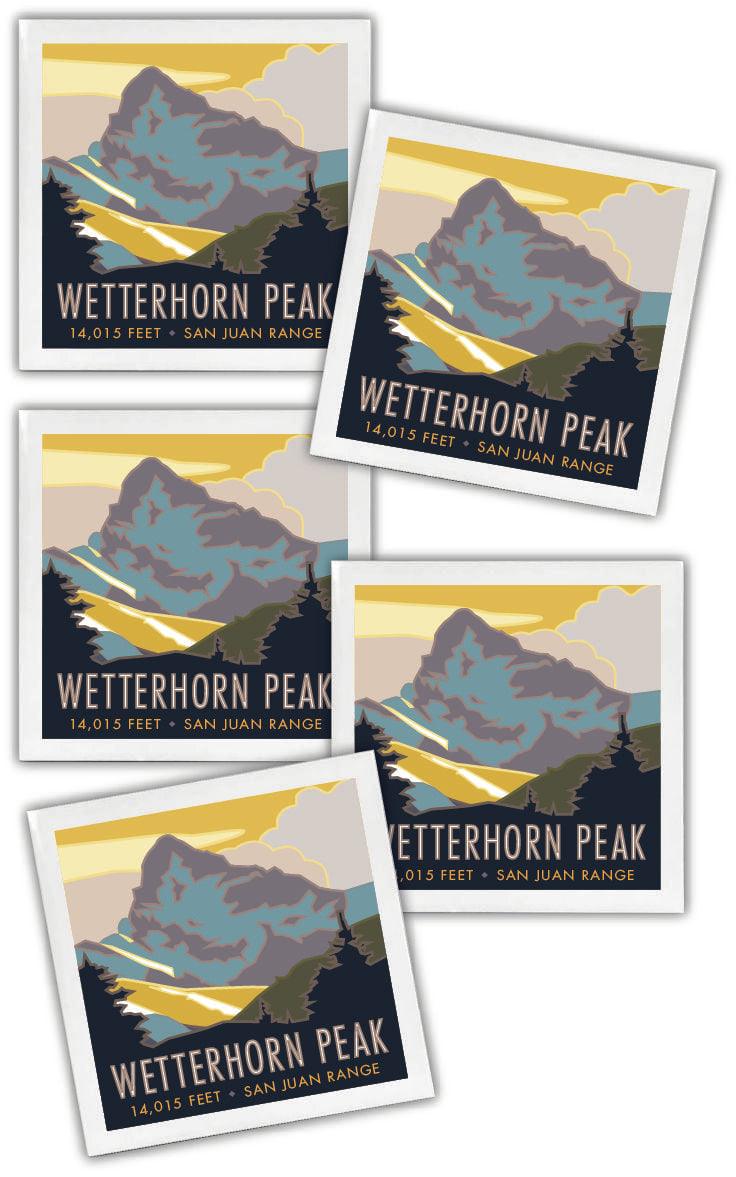 Wetterhorn Peak, Colorado - Colorado 14er - 4.25" x 4.25" Ceramic Coaster