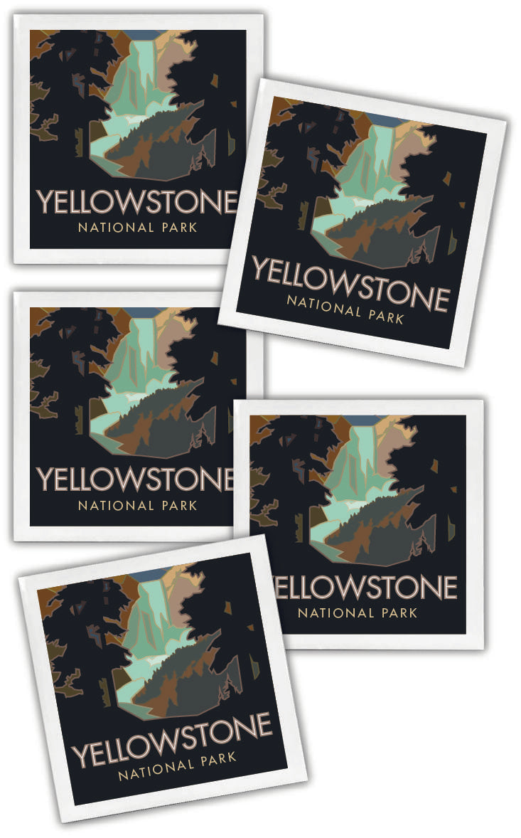 Yellowstone Falls, Yellowstone National Park, Wyoming - 4.25" x 4.25" Ceramic Coaster