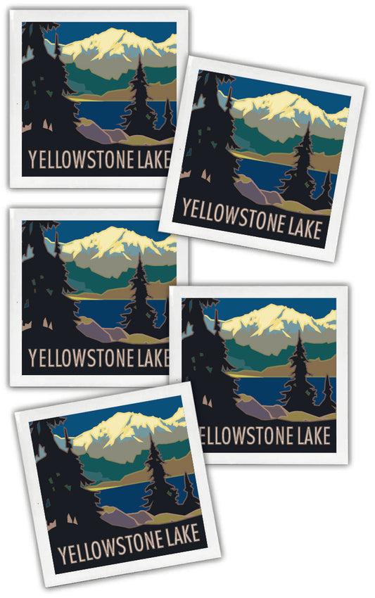 Yellowstone Lake, Yellowstone National Park, Wyoming - 4.25" x 4.25" Ceramic Coaster