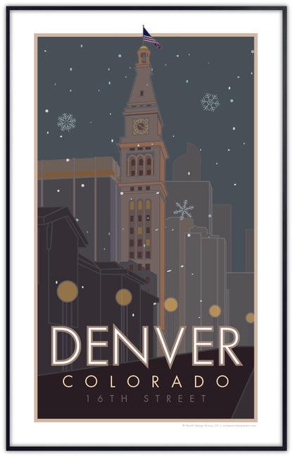 Denver 16th Street Mall Clocktower, Colorado - Poster